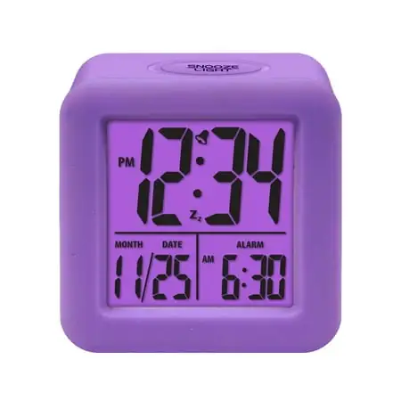 Equity By La Crosse Soft-Cube LCD Alarm Clock With Smart Light Purple