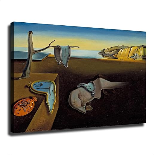 EsaSam Salvador Dali Print Melting Clocks Reproduction Poster Canvas Picture Printing Wall Art Decoration Posters Aesthetic Living Room Bedroom Home Background Wall Decor (24×36inch-No Framed)