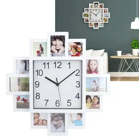 ESTINK Picture Frame Wall Clock, 15.35in White Photo Frame Wall Clock DIY Multi Photo Personalized Clock for Home Decor