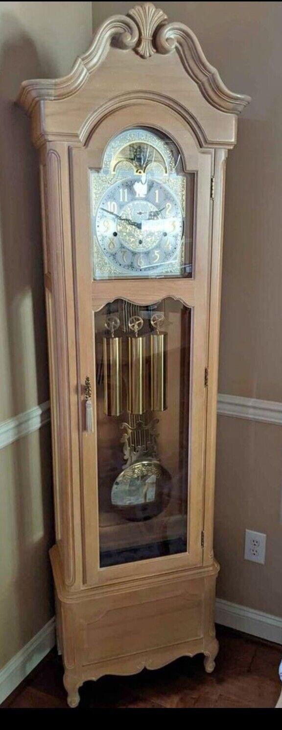 Ethan Allen French Country Bisque Grandfathers Clock Franz Hermle German Works