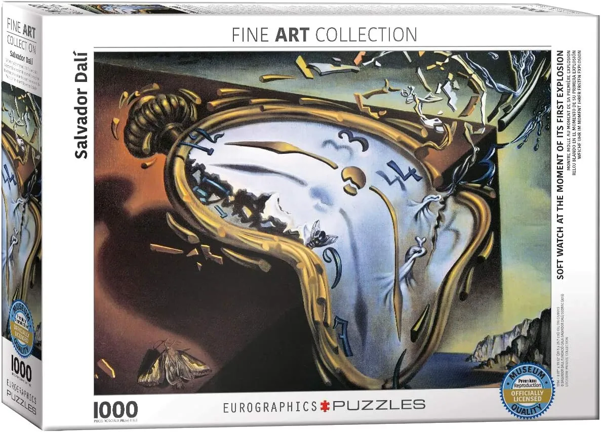 EuroGraphics Soft Watch At Moment of First Explosion (Melting Clock) by Salvador Dali 1000 Piece Puzzle , Black