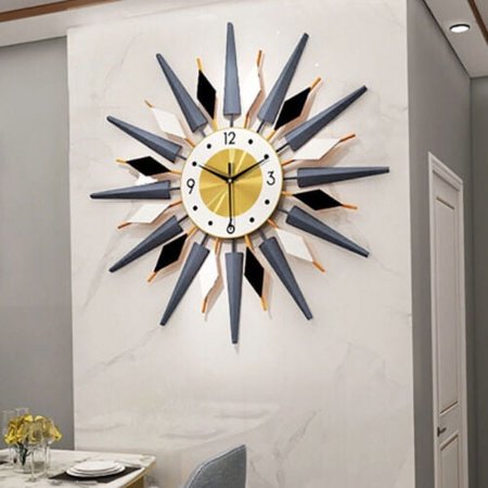 European Style 3D Large Wall Clock Wall Clock Metal Starburst 60cm Home Office