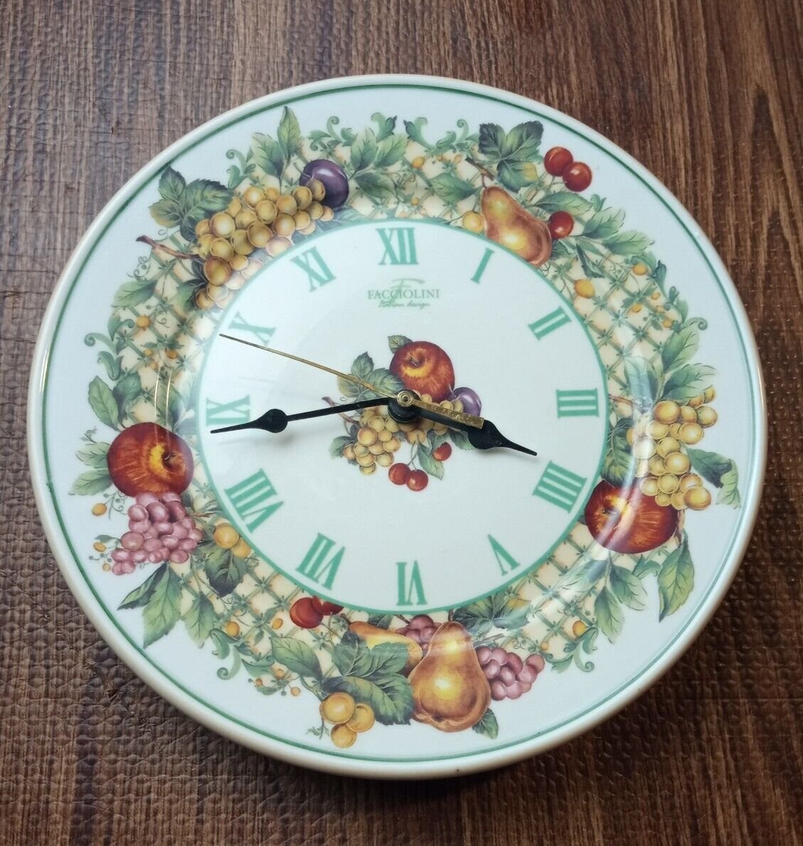 FACCIOLINI ITALIAN DESIGN FLORAL CERAMIC WALL CLOCK ITALY