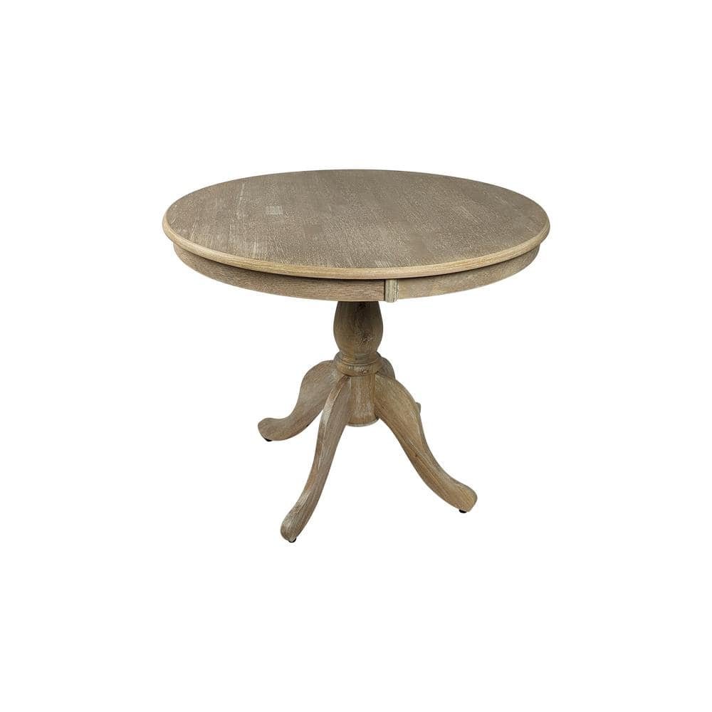 Fairview Natural Driftwood Wood 36 in. Pedestal Dining Table Seats 4