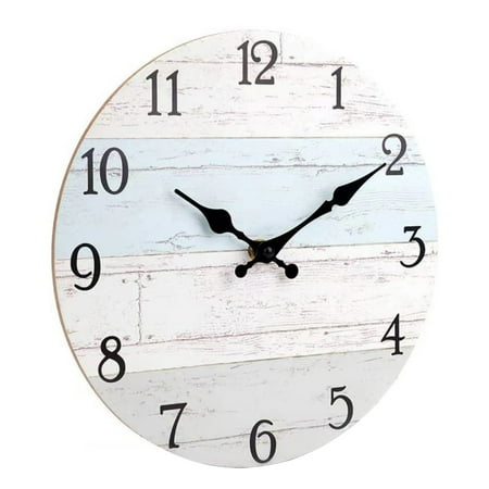 FaLX Rustic Wooden Wall Clock - 10 Inch - Easy Installation - Battery Operated - Silent No Ticking Clock - Kitchen Living Room Bathroom Farmhouse Decor