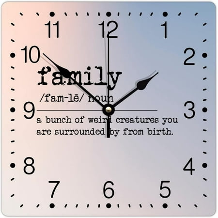 Family Definition Pvc Wall Clock Motivational Quotes Square Frameless Clocks Dictionary Artwork 12In Silent Non-Ticking Unique Wall Clock Home Decor For Office Living Room Bedroom Home