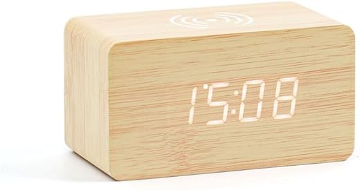 Fancial Wooden Appearance Digital Alarm Clock with 3 Levels of Brightness Adjustment and 3 Alarm Modes 13 * 7 * 7 cm