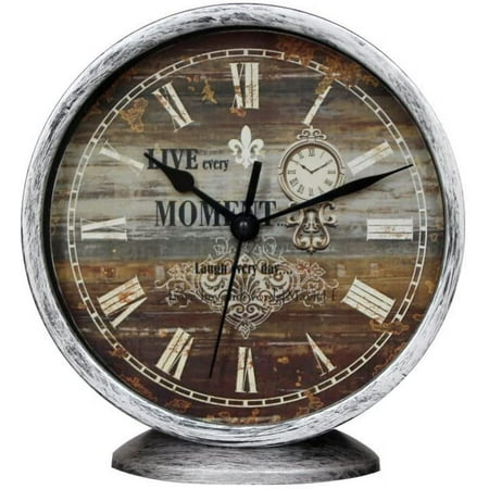 Farmhouse Wall Clocks Classic Silent Desk Clock 6 Non-Ticking Decor Silver