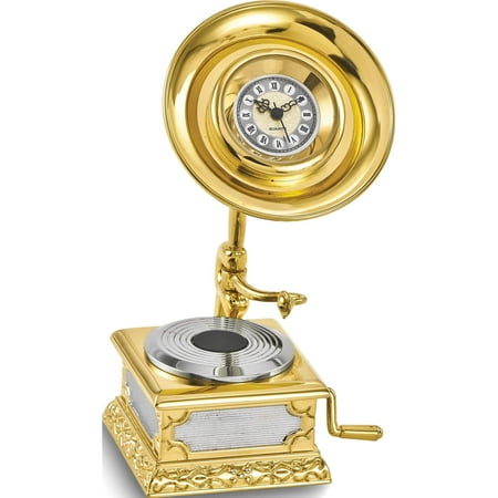 Fashion Gold-Tone Gramophone Desk Clock (3.5 X 1.75) Made In China gm16858