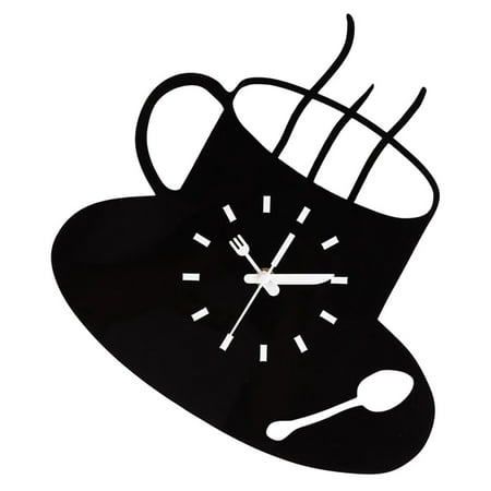 Fashion Wall Hanging Clock Decorative Coffee-shaped Clock Wall Clock (Black)