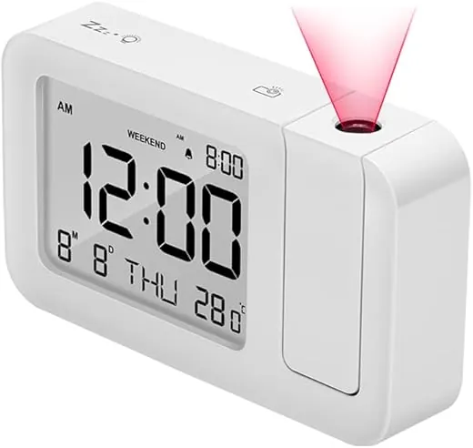 FAYAIALO Projection Alarm Clock,Digital Clock with Backlight Display,Show Date Week Temperature,12/24H,Clear Projection Multi-Function Convenient and Accurate for Bedroom