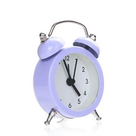 Fdelink the alarm Clock Twin Bell Silent Alloy Stainless Metal Alarm Clock Purple