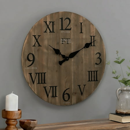 FirsTime & Co. Brown Rustic Barn Wood Wall Clock, Rustic, Analog, 24 x 2 x 24 in