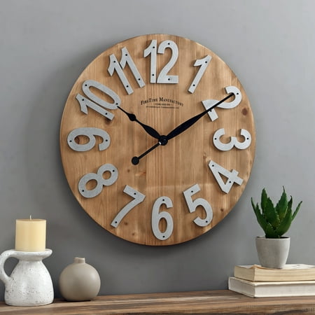 FirsTime & Co. Brown Slat Wood Wall Clock, Farmhouse, Analog, 22.5 x 2 x 22.5 in