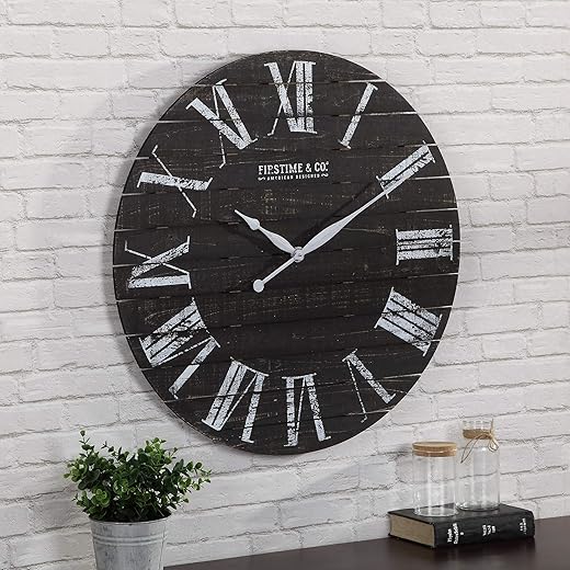 FirsTime & Co. Midnight Shiplap Wall Clock, 29