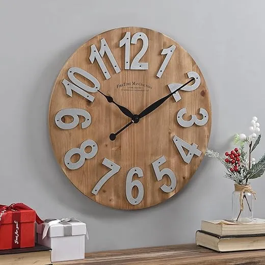 FirsTime & Co. Slat Wood Wall Clock, 22.5, Tan,243