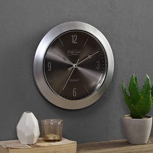 FirsTime & Co. Steel Core Wall Clock, American Crafted, Silver Bullet, 11 x 1.5 x 11 , , 11 inches