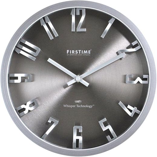 FirsTime & Co.® Steel Dimension Wall Clock, American Crafted, Silver, 10 x 2 x 10,