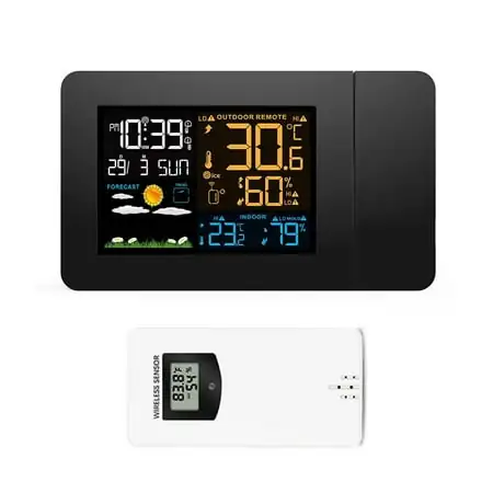 FJ3391 digital weather station clock projector temperature and time projection