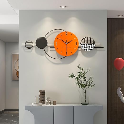 FLEBLE Big Wall Clocks for Living Room Decor Extra Large Modern Wall Clock Non-Ticking Silent for Bedroom Office Kitchen Home Decorative Metal Clock Wall Art Decor for Indoor House 16x40 inches