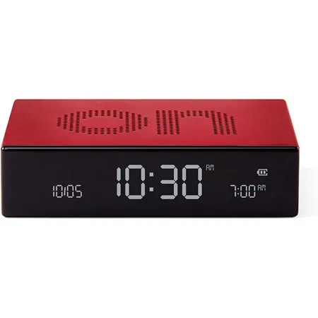 Flip Premium Digital Alarm Clock - Rechargeable Desk Clock with On/Off Faces - Snooze Function, Pure VA LCD Display, Touch & Sound Sensor, Aluminum - Black