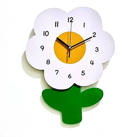 Flower Shaped Wall Clocks for Kids Cartoon Cute Exquisite Silent Wall Clock for Living Rooms Offices 30x40cm/11.8x15.7in