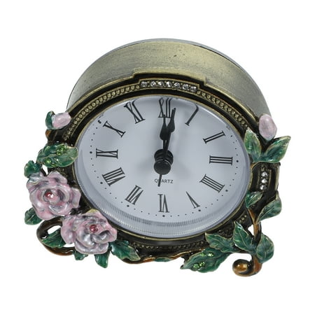 Flower Table Clock Vintage Table Clock Enamel Flower Clock for Table Mantel