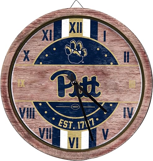 FOCO NCAA Wooden Barrel Wall Clock