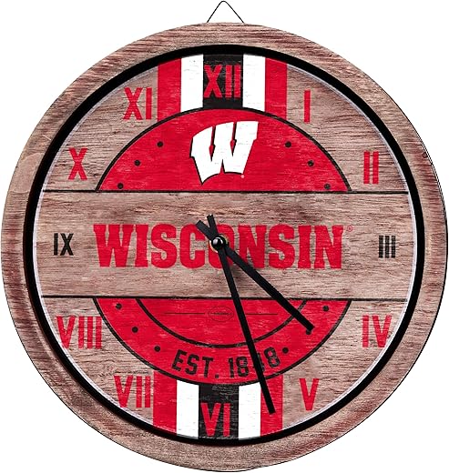 FOCO NCAA Wooden Barrel Wall Clock