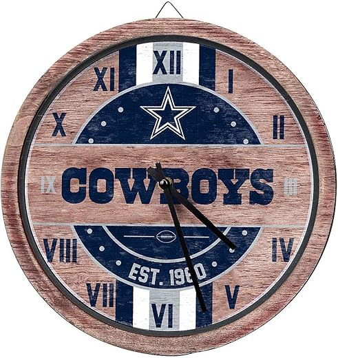 FOCO NFL Unisex-Adult NFL Wooden Barrel Wall Clock