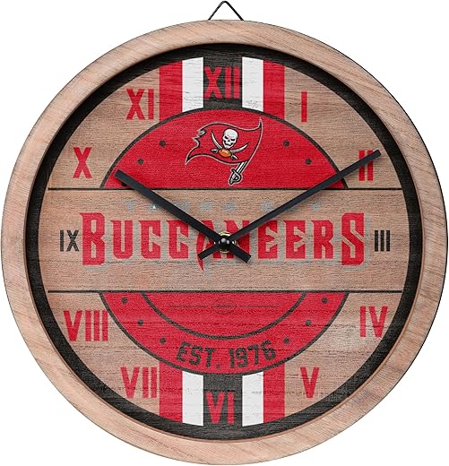 FOCO NFL Unisex-Adult NFL Wooden Barrel Wall Clock