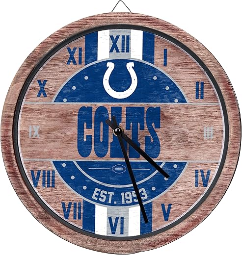 FOCO NFL Unisex-Adult NFL Wooden Barrel Wall Clock