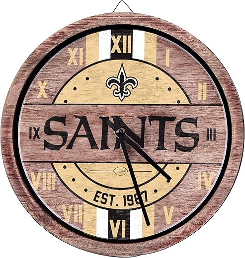 FOCO NFL Unisex-Adult NFL Wooden Barrel Wall Clock