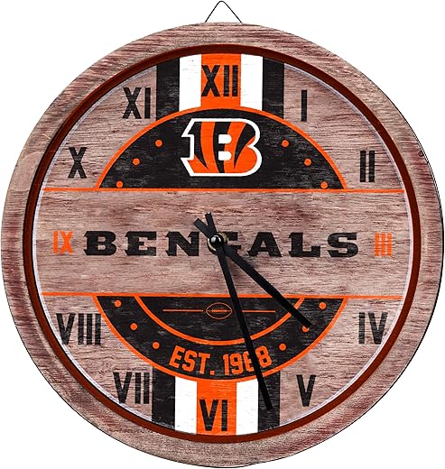 FOCO NFL Unisex-Adult NFL Wooden Barrel Wall Clock