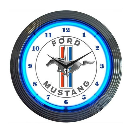 Ford mustang blue neon clock