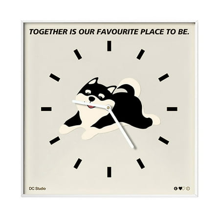 Frameless Clocks Square Digital Quiet Quartz Clock Movement Puppy Pattern Clock Funny Wall Decoration Clock for Living Room 40x40cm