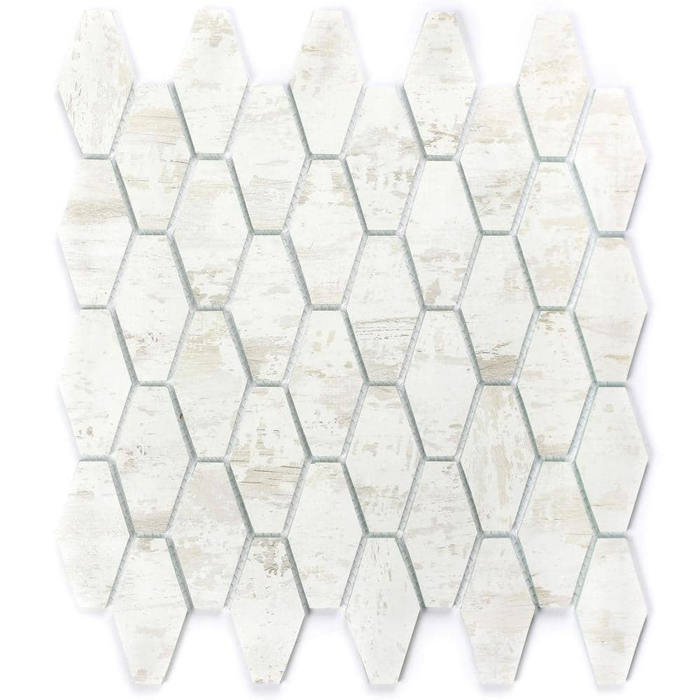 French Country Birch White 12 in. x 12 in. Hexagon Wood Look...