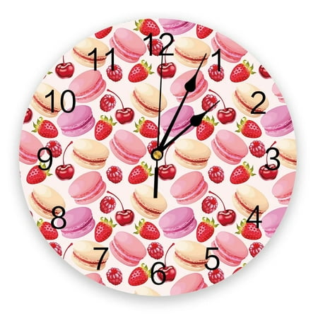 French Patisserie Macarons Wall Clock Large Modern Kitchen Dinning Round Wall Clocks Bedroom Silent Hanging Watch