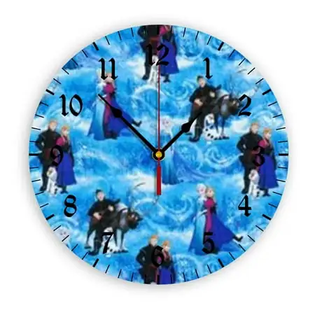 Frozen Wall Clock with Clear Glass Dial Silent and Non-Ticking, Suitable for Bedroom, Office, School, Home and Living Room as a Gift Or Decoration, Large Size 12 Inches