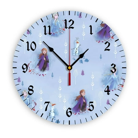 Frozen Wall Clock with Clear Glass Dial Silent and Non-Ticking, Suitable for Bedroom, Office, School, Home and Living Room as a Gift Or Decoration, Large Size 12 Inches