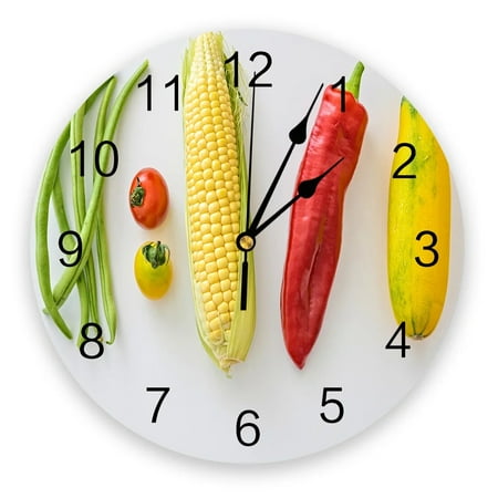 Fruit And Vegetable Design Wall Clocks Silent Home Cafe Office Wall Decor Clocks for Kitchen Wall Art Large Wall Clocks 25cm