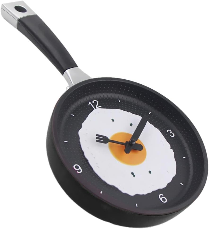 Frying Pan Shape Wall Clock, Black