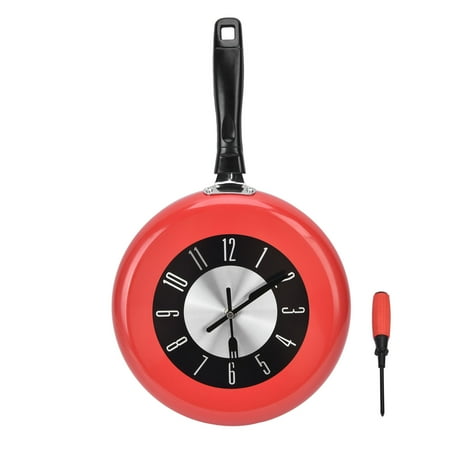 Frying Pan Wall Clock Aluminum Kitchen Pot Decorative Hanging Clocks for Dining Room Bars