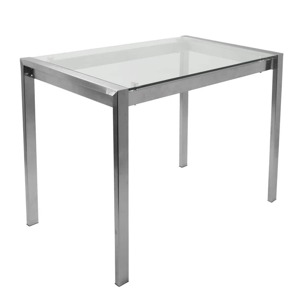 Fuji Contemporary Stainless Steel and Glass Counter Table