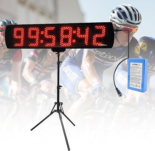 GANXIN Marathon Countdown Clock with Tripod and DC 12V Battery