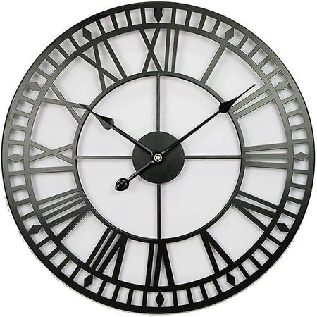 Garden Clock, Outdoor Garden Wall Clock, 23in/60cm Large Double Vintage Garden Wall Clock Wrought Iron Outdoor Clock Round Silent Clock For Indoor Out