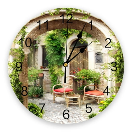 Garden Italian Arch Architectural Flowers Street New Wall Clock Fashion Living Room Watch Modern Home ration Round Clocks