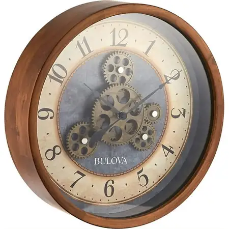 Gears in Motion Wall Clock, 12.8, Brown Cherry