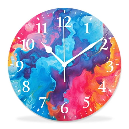 generic 10 inch Round Wall Clock,Modern Colorful Tie Dye Lovely,Silent Non Ticking Wall Clocks for Living Room Kitchen Bedroom