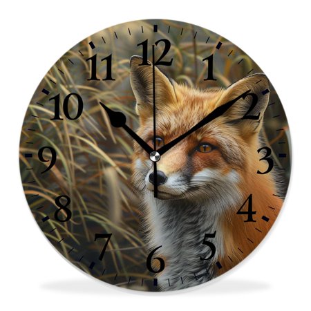 generic 14 inch Round Wall Clock,Red Fox in Nice Sunlight Winter Woodland forest Wild Animal Amazing,Silent Non-Ticking Wall Clock Decor for Home Office Kitchen Living Room Bedroom